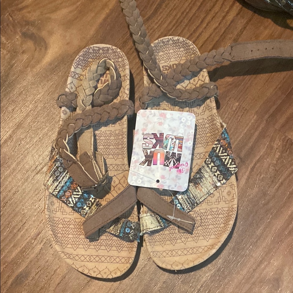 Brown and Blue Sandals with Braided Straps by musk luks